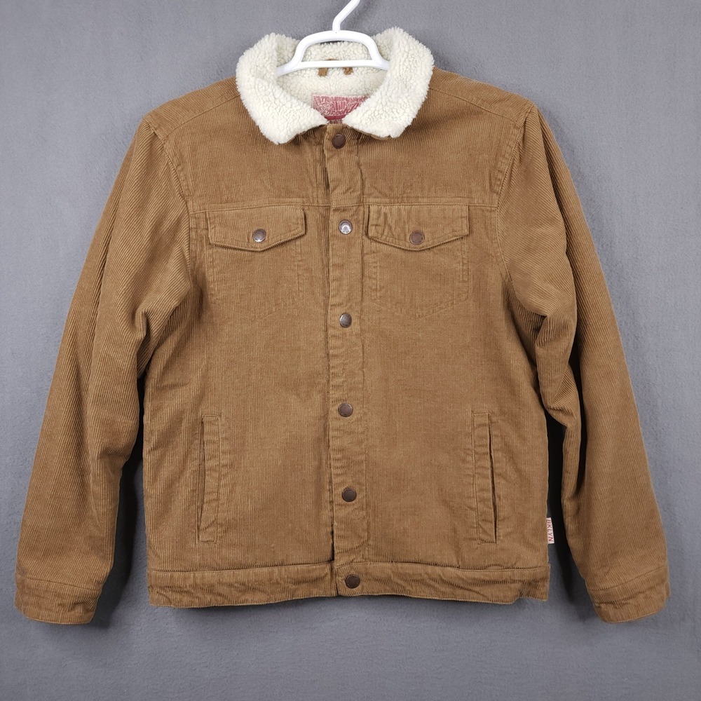 Brooklyn Cloth Mens Corduroy Sherpa‎ Lined Trucker Jacket Brown Tan Size Medium